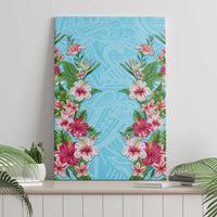 Hawaii Tropical Flowers Canvas Wall Art Sky Blue Polynesian Tattoo Art LT05 - Polynesian Pride