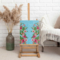 Hawaii Tropical Flowers Canvas Wall Art Sky Blue Polynesian Tattoo Art LT05 - Polynesian Pride