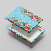 Hawaii Tropical Flowers Canvas Wall Art Sky Blue Polynesian Tattoo Art LT05 - Polynesian Pride