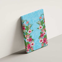Hawaii Tropical Flowers Canvas Wall Art Sky Blue Polynesian Tattoo Art LT05 - Polynesian Pride