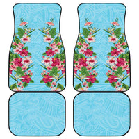 Hawaii Tropical Flowers Car Mats Sky Blue Polynesian Tattoo Art LT05 - Polynesian Pride
