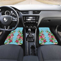 Hawaii Tropical Flowers Car Mats Sky Blue Polynesian Tattoo Art LT05 Set 2pcs - Front Blue - Polynesian Pride