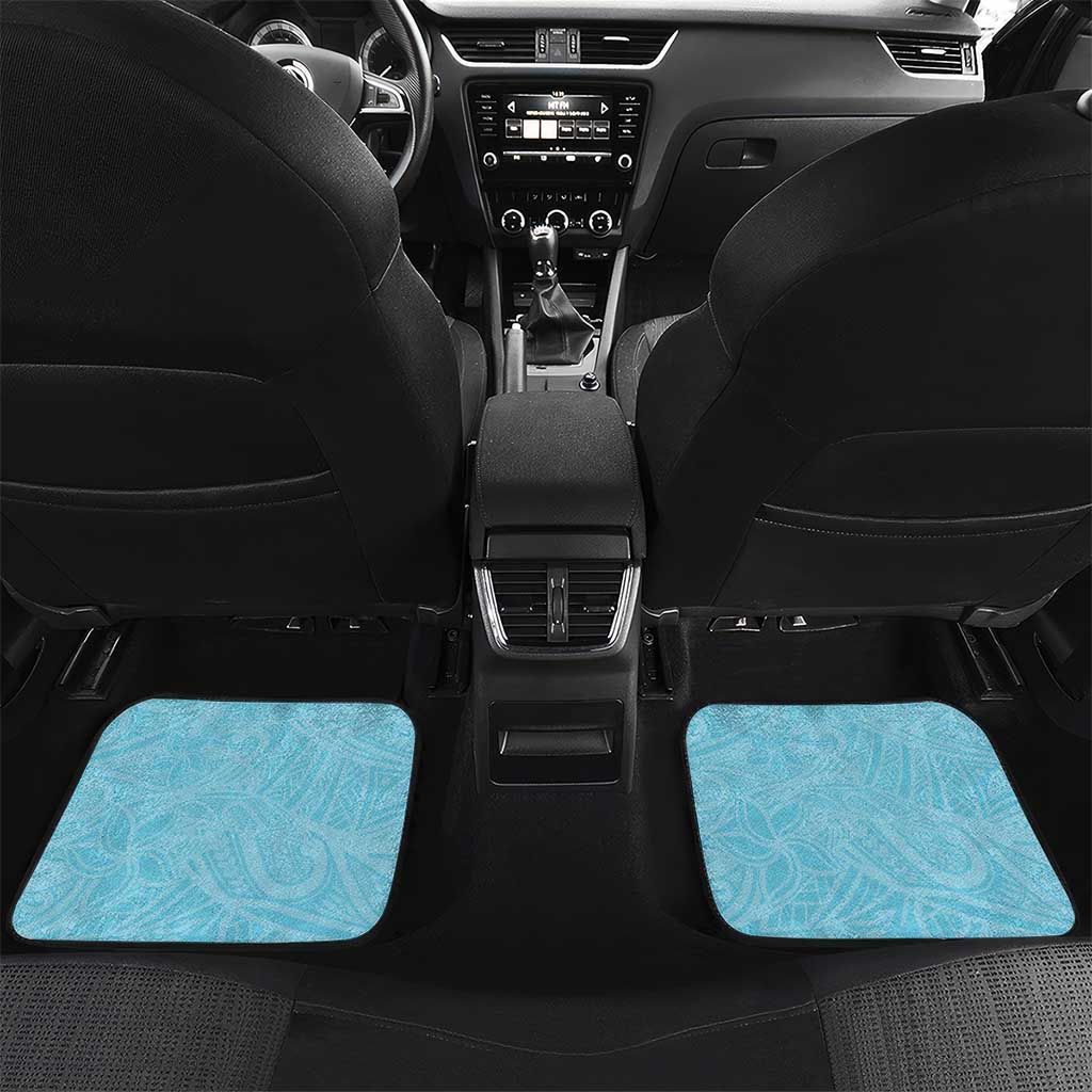Hawaii Tropical Flowers Car Mats Sky Blue Polynesian Tattoo Art LT05 Set 2pcs - Back Blue - Polynesian Pride