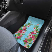 Hawaii Tropical Flowers Car Mats Sky Blue Polynesian Tattoo Art LT05 - Polynesian Pride