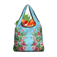 Hawaii Tropical Flowers Grocery Bag Sky Blue Polynesian Tattoo Art LT05 1-pack One Size Blue - Polynesian Pride
