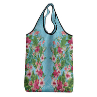 Hawaii Tropical Flowers Grocery Bag Sky Blue Polynesian Tattoo Art LT05 - Polynesian Pride