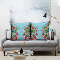 Hawaii Tropical Flowers Pillow Cover Sky Blue Polynesian Tattoo Art LT05 - Polynesian Pride
