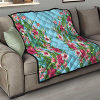 Hawaii Tropical Flowers Quilt Sky Blue Polynesian Tattoo Art LT05 - Polynesian Pride