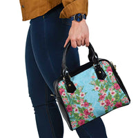 Hawaii Tropical Flowers Shoulder Handbag Sky Blue Polynesian Tattoo Art LT05 - Polynesian Pride