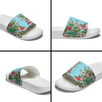 Hawaii Tropical Flowers Slide Sandals Sky Blue Polynesian Tattoo Art LT05 - Polynesian Pride