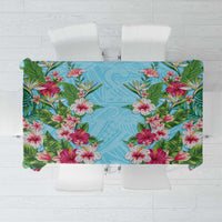 Hawaii Tropical Flowers Tablecloth Sky Blue Polynesian Tattoo Art LT05 Blue - Polynesian Pride
