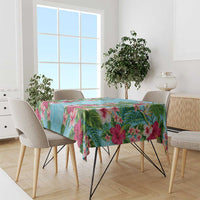 Hawaii Tropical Flowers Tablecloth Sky Blue Polynesian Tattoo Art LT05 - Polynesian Pride