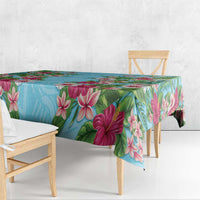 Hawaii Tropical Flowers Tablecloth Sky Blue Polynesian Tattoo Art LT05 - Polynesian Pride