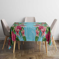 Hawaii Tropical Flowers Tablecloth Sky Blue Polynesian Tattoo Art LT05 - Polynesian Pride