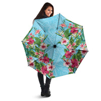 Hawaii Tropical Flowers Umbrella Sky Blue Polynesian Tattoo Art LT05 - Polynesian Pride