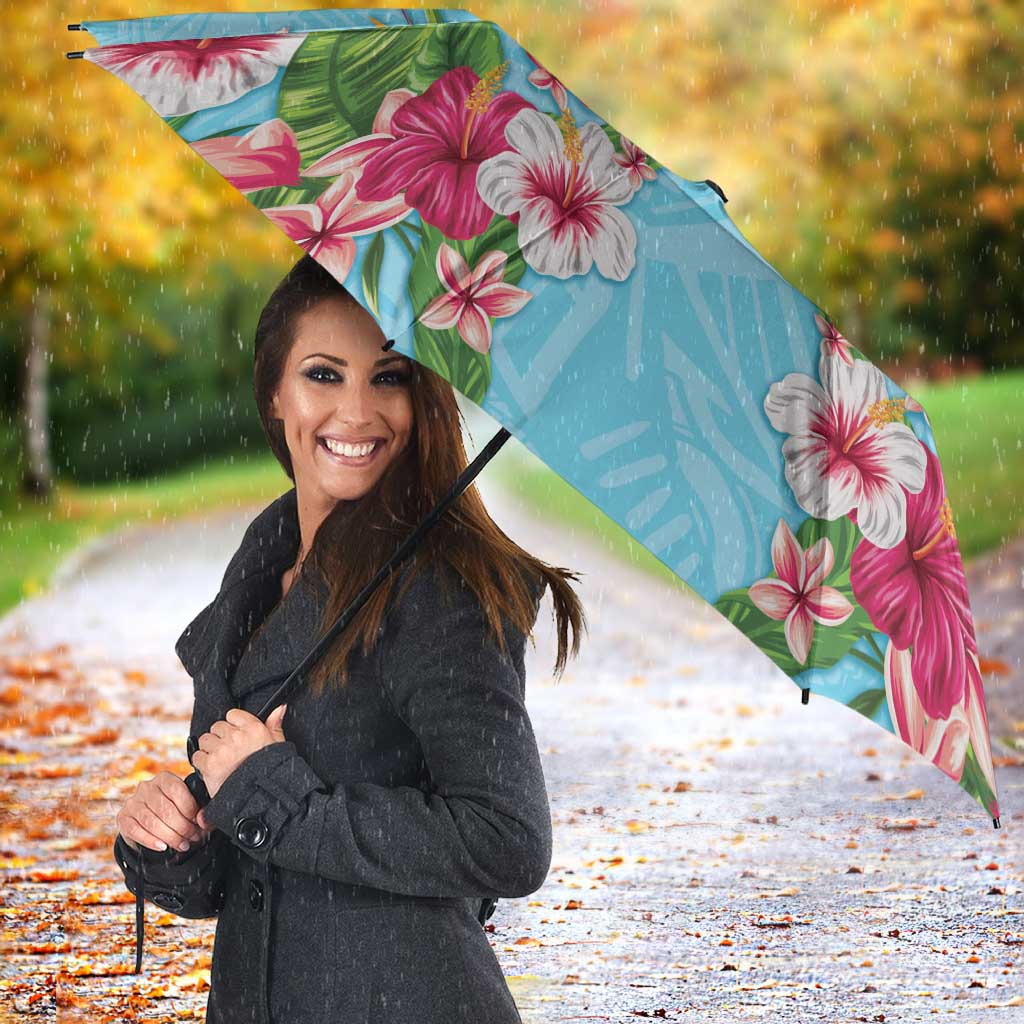 Hawaii Tropical Flowers Umbrella Sky Blue Polynesian Tattoo Art LT05 - Polynesian Pride