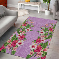 Hawaii Tropical Flowers Area Rug Lavender Polynesian Tattoo Art LT05 - Polynesian Pride