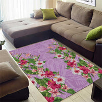 Hawaii Tropical Flowers Area Rug Lavender Polynesian Tattoo Art LT05 - Polynesian Pride