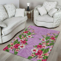 Hawaii Tropical Flowers Area Rug Lavender Polynesian Tattoo Art LT05 - Polynesian Pride