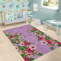 Hawaii Tropical Flowers Area Rug Lavender Polynesian Tattoo Art LT05 - Polynesian Pride