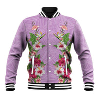 Hawaii Tropical Flowers Baseball Jacket Lavender Polynesian Tattoo Art LT05 Unisex Lavender - Polynesian Pride