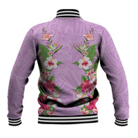 Hawaii Tropical Flowers Baseball Jacket Lavender Polynesian Tattoo Art LT05 - Polynesian Pride