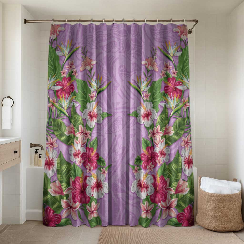 Hawaii Tropical Flowers Bathroom Set Lavender Polynesian Tattoo Art LT05 Shower Curtain Only Lavender - Polynesian Pride