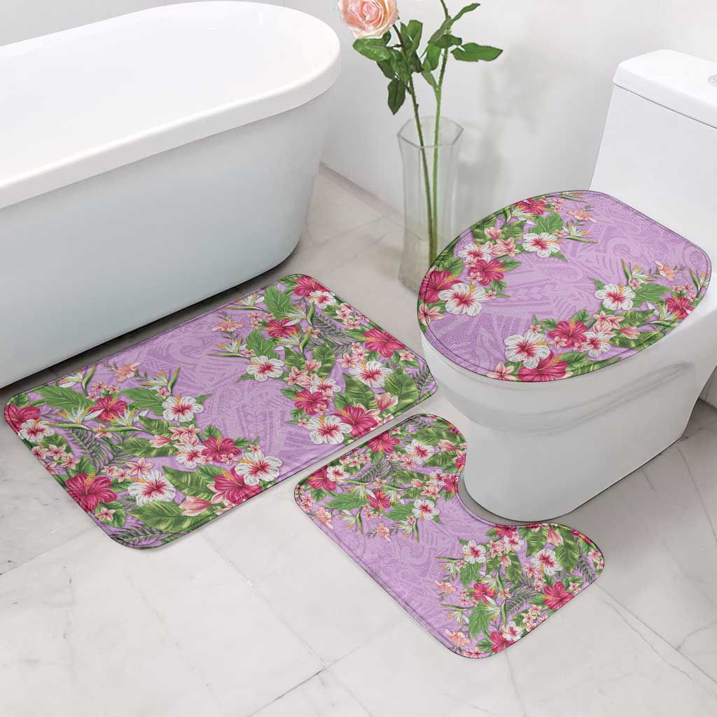 Hawaii Tropical Flowers Bathroom Set Lavender Polynesian Tattoo Art LT05 - Polynesian Pride