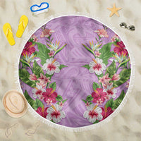 Hawaii Tropical Flowers Beach Blanket Lavender Polynesian Tattoo Art LT05 One Size 150cm Lavender - Polynesian Pride