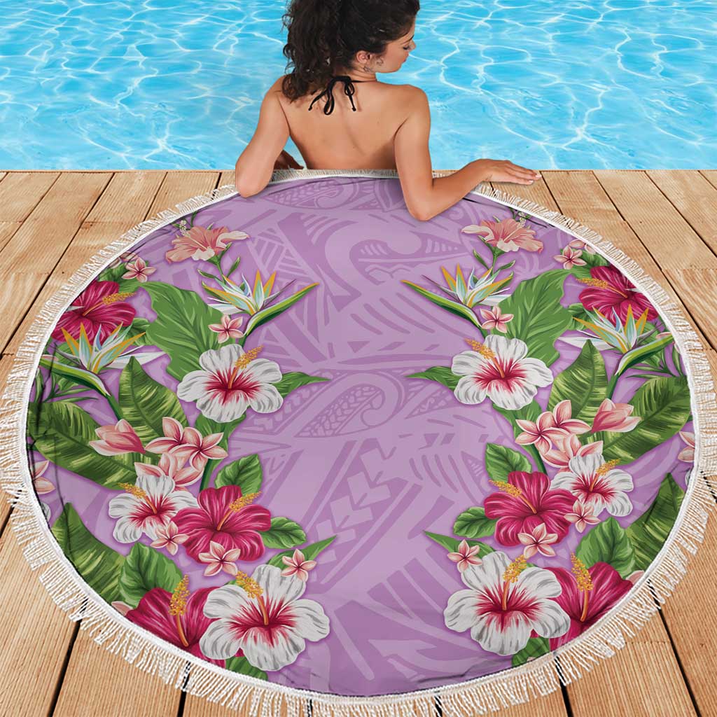 Hawaii Tropical Flowers Beach Blanket Lavender Polynesian Tattoo Art LT05 - Polynesian Pride
