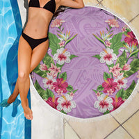 Hawaii Tropical Flowers Beach Blanket Lavender Polynesian Tattoo Art LT05 - Polynesian Pride