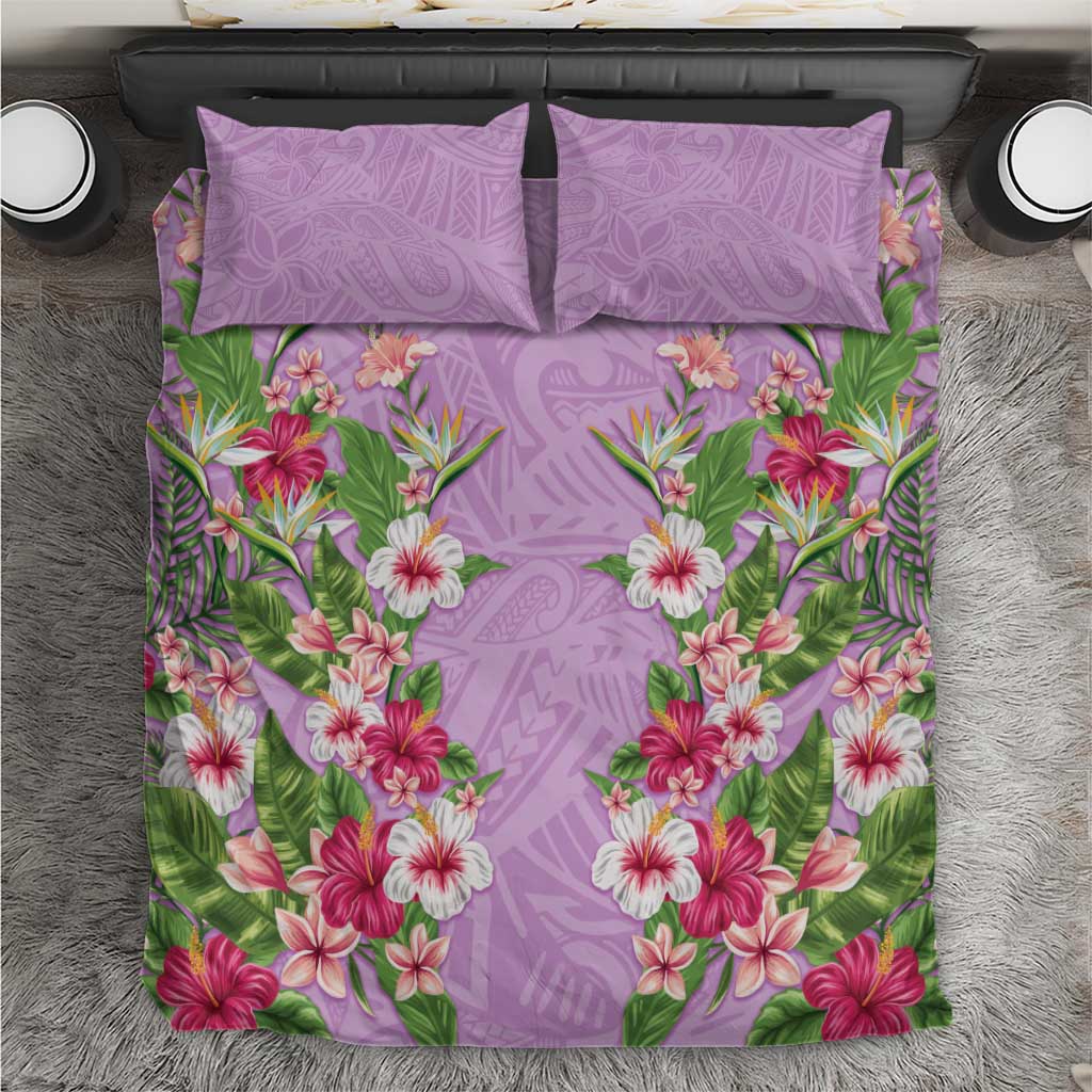 Hawaii Tropical Flowers Bedding Set Lavender Polynesian Tattoo Art LT05 Lavender - Polynesian Pride
