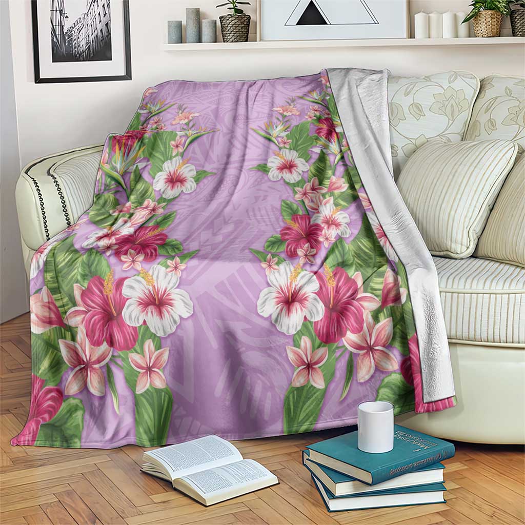 Hawaii Tropical Flowers Blanket Lavender Polynesian Tattoo Art LT05 Lavender - Polynesian Pride