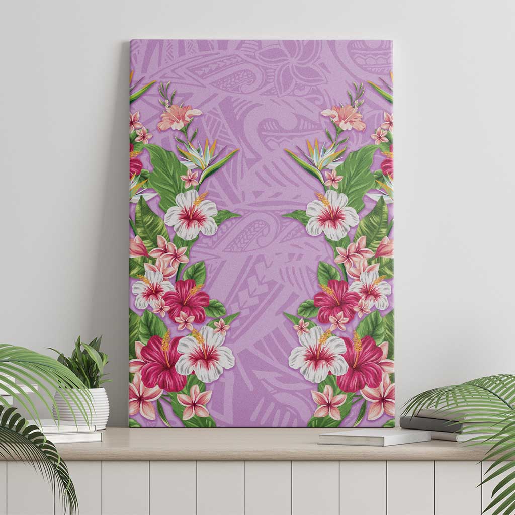 Hawaii Tropical Flowers Canvas Wall Art Lavender Polynesian Tattoo Art LT05 - Polynesian Pride