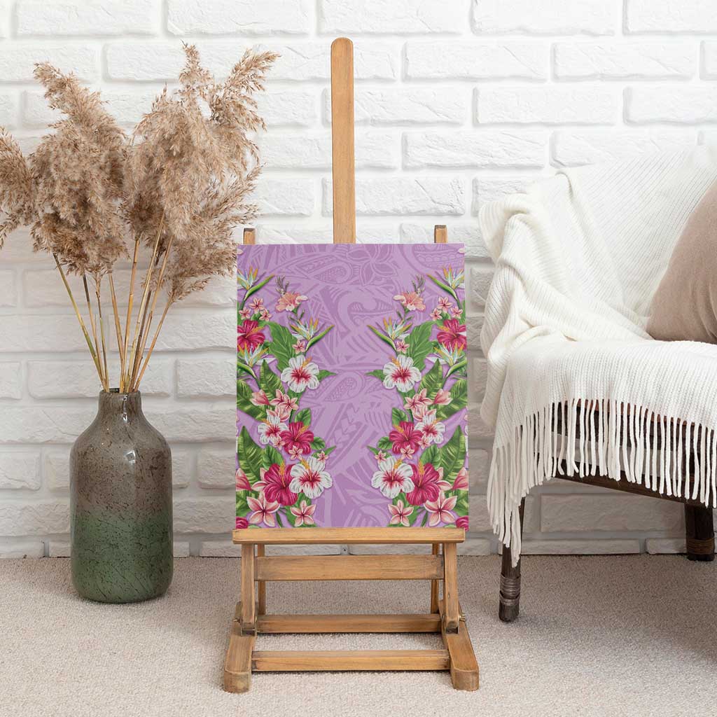 Hawaii Tropical Flowers Canvas Wall Art Lavender Polynesian Tattoo Art LT05 - Polynesian Pride