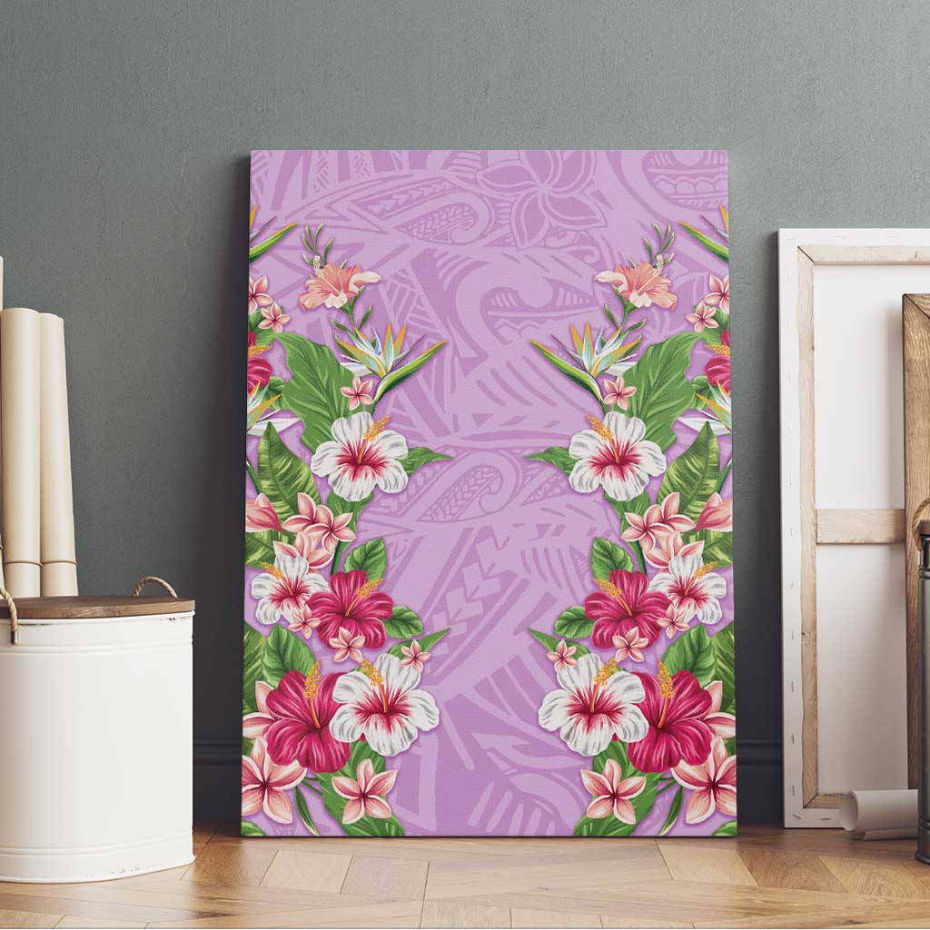 Hawaii Tropical Flowers Canvas Wall Art Lavender Polynesian Tattoo Art LT05 - Polynesian Pride