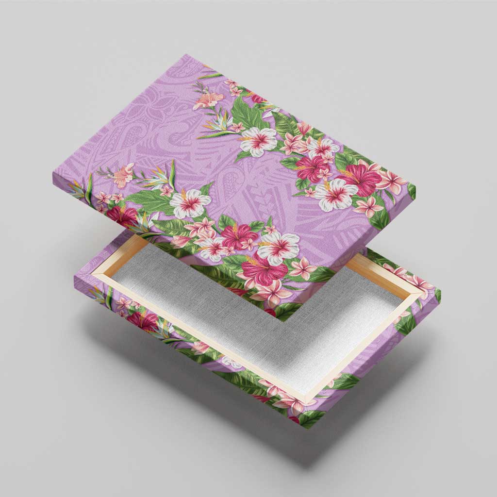 Hawaii Tropical Flowers Canvas Wall Art Lavender Polynesian Tattoo Art LT05 - Polynesian Pride