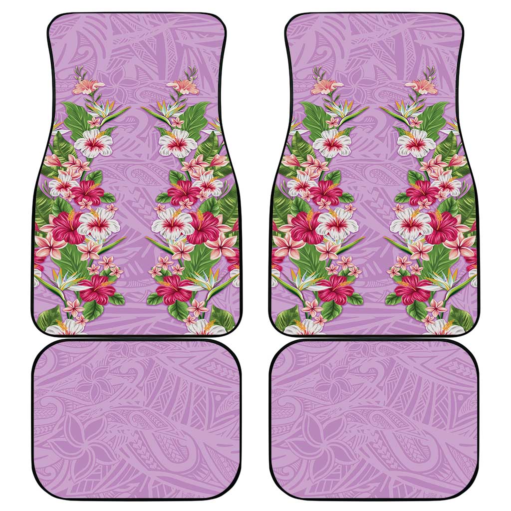 Hawaii Tropical Flowers Car Mats Lavender Polynesian Tattoo Art LT05 - Polynesian Pride