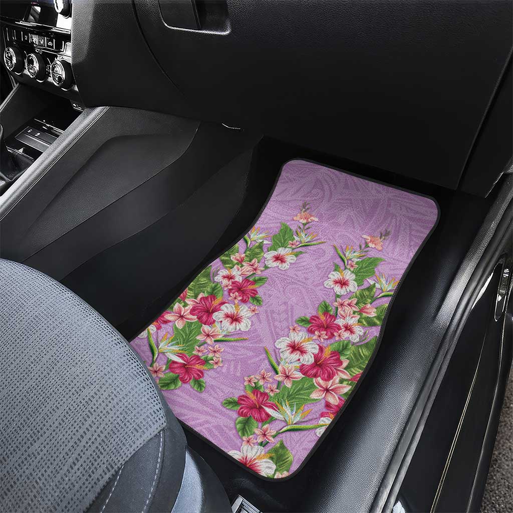 Hawaii Tropical Flowers Car Mats Lavender Polynesian Tattoo Art LT05 - Polynesian Pride