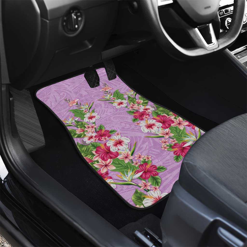 Hawaii Tropical Flowers Car Mats Lavender Polynesian Tattoo Art LT05 - Polynesian Pride