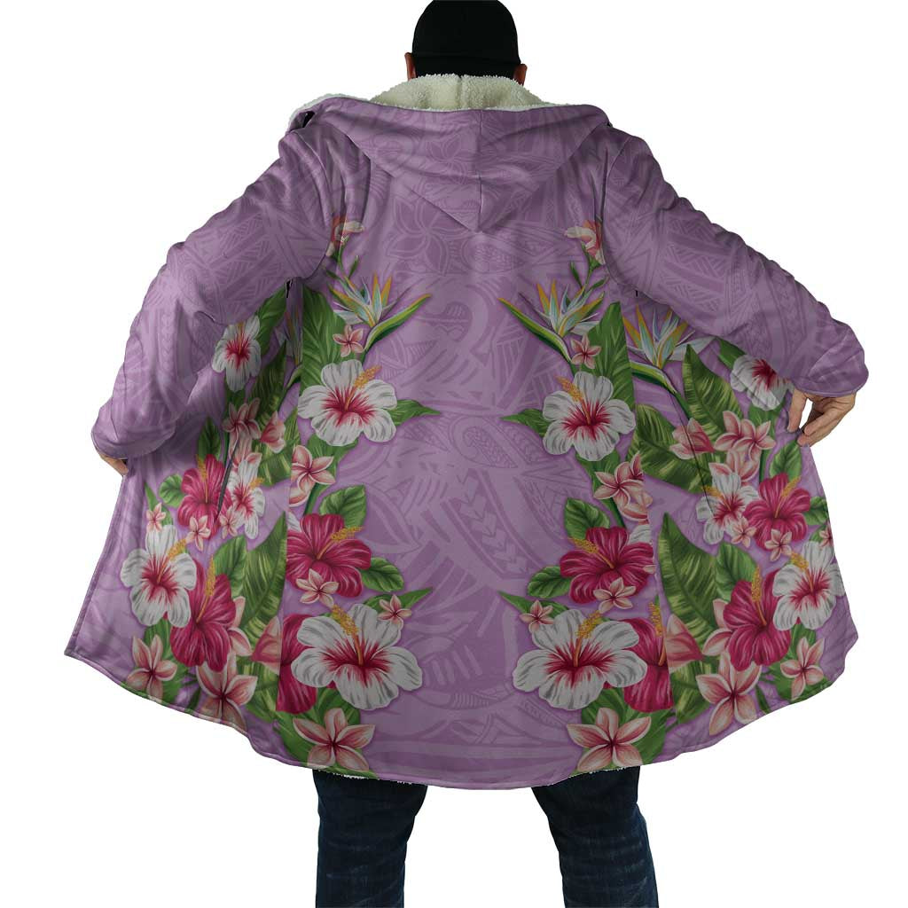 Hawaii Tropical Flowers Cloak Lavender Polynesian Tattoo Art LT05 - Polynesian Pride