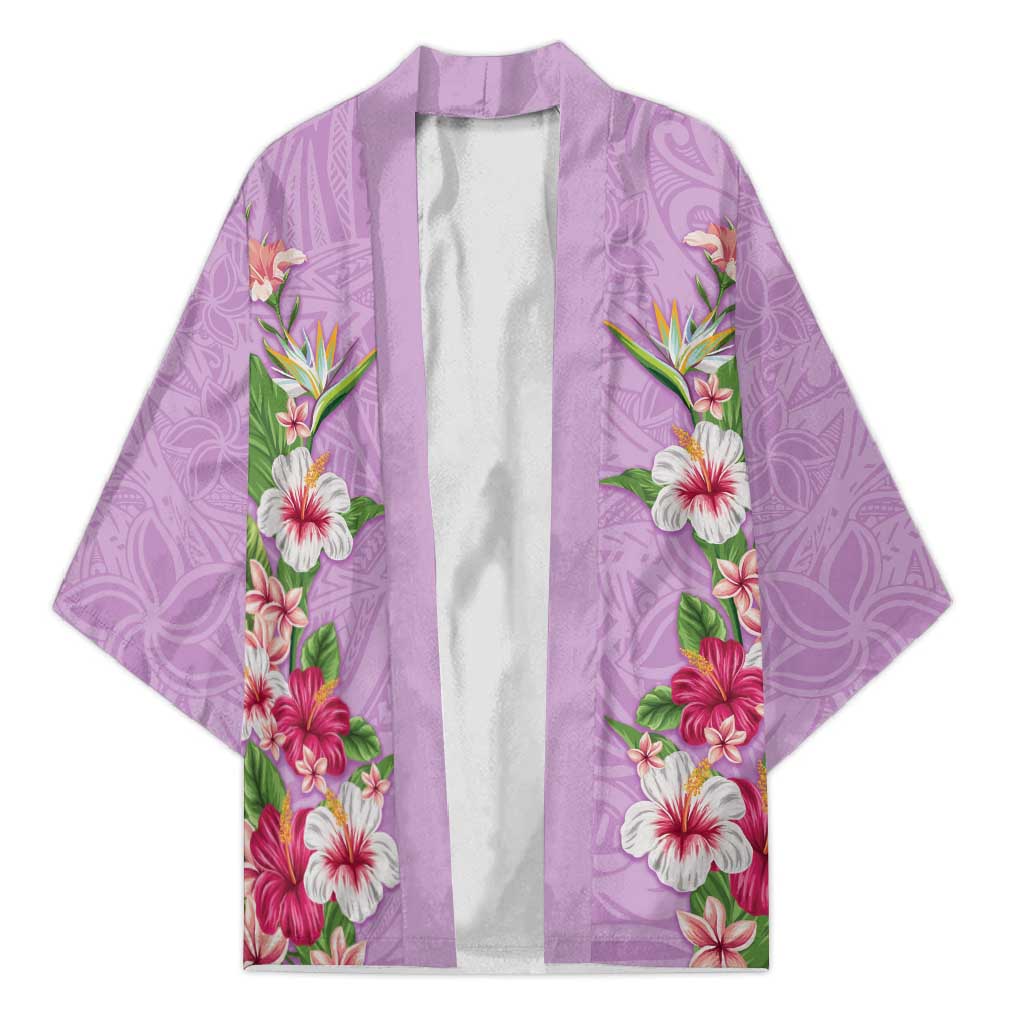 Hawaii Tropical Flowers Kimono Lavender Polynesian Tattoo Art LT05 Unisex Lavender - Polynesian Pride