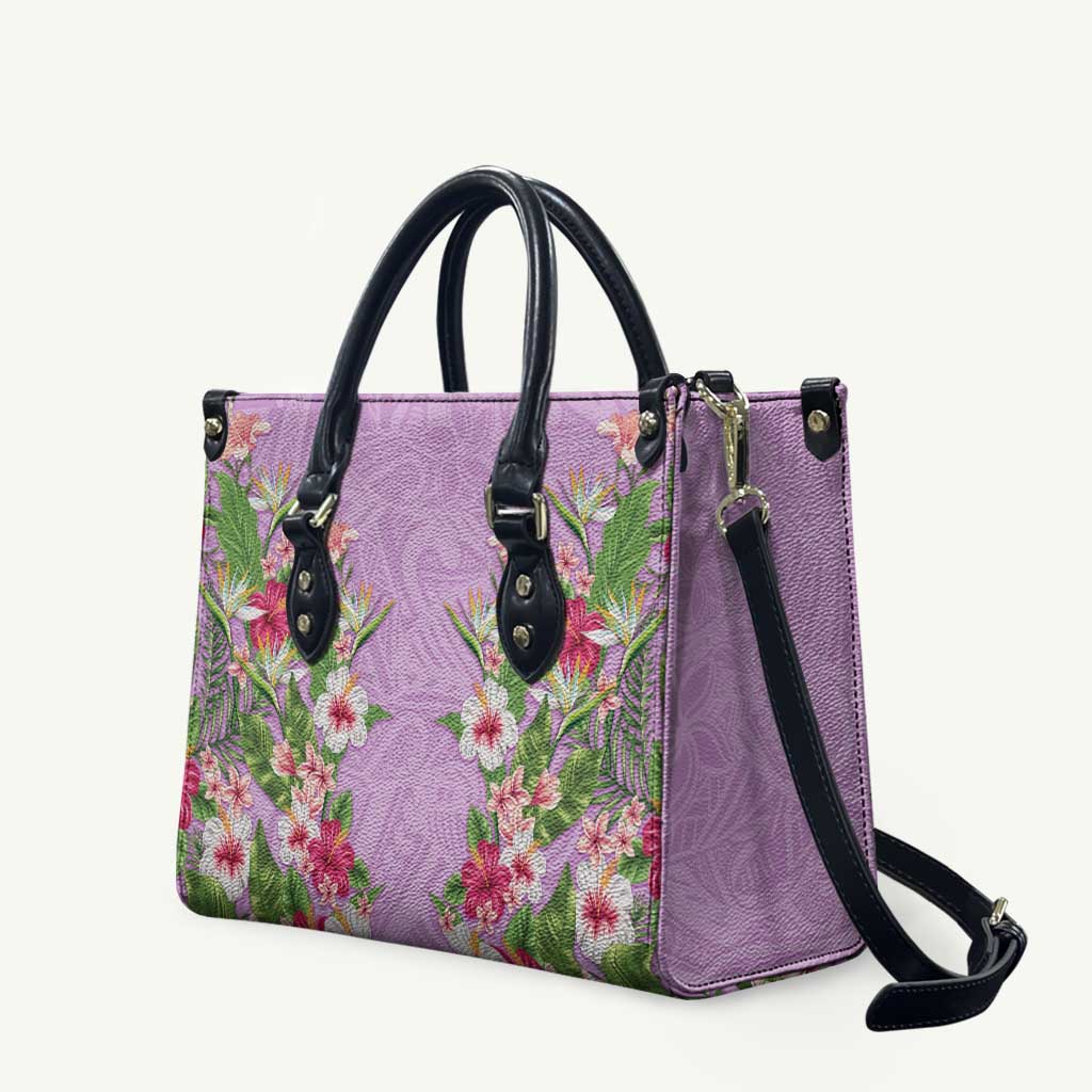 Hawaii Tropical Flowers Leather Bag Lavender Polynesian Tattoo Art LT05 Lavender - Polynesian Pride