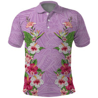 Hawaii Tropical Flowers Polo Shirt Lavender Polynesian Tattoo Art LT05 Lavender - Polynesian Pride
