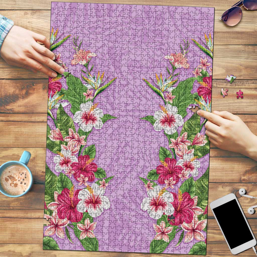 Hawaii Tropical Flowers Puzzle Lavender Polynesian Tattoo Art LT05 Lavender - Polynesian Pride