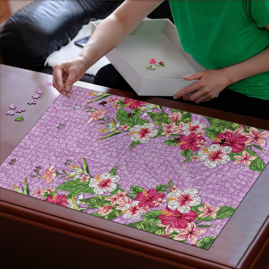 Hawaii Tropical Flowers Puzzle Lavender Polynesian Tattoo Art LT05 - Polynesian Pride