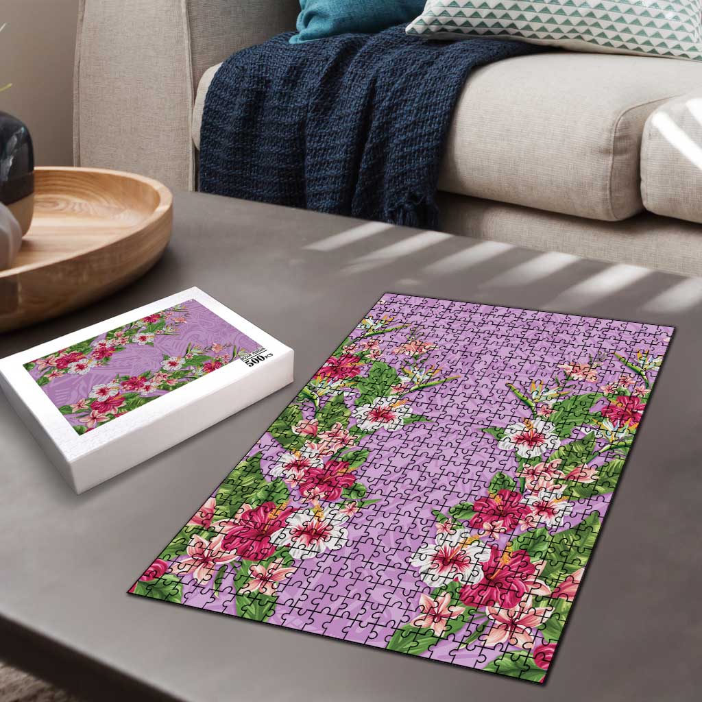 Hawaii Tropical Flowers Puzzle Lavender Polynesian Tattoo Art LT05 - Polynesian Pride