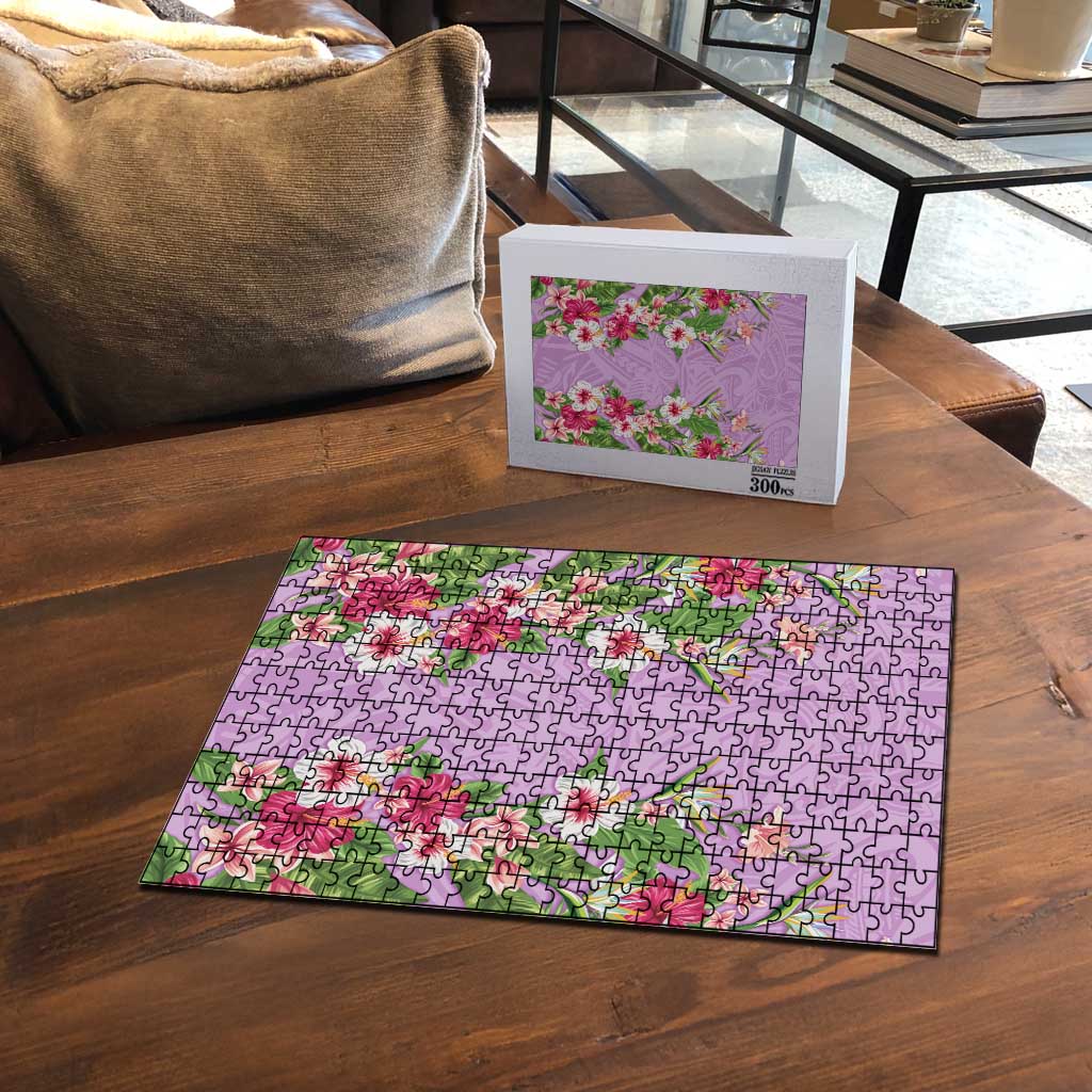 Hawaii Tropical Flowers Puzzle Lavender Polynesian Tattoo Art LT05 - Polynesian Pride