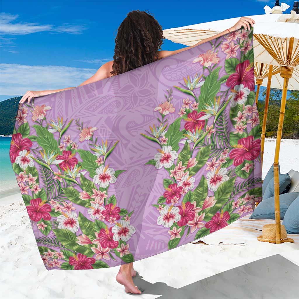 Hawaii Tropical Flowers Sarong Lavender Polynesian Tattoo Art LT05 One Size 44 x 66 inches Lavender - Polynesian Pride