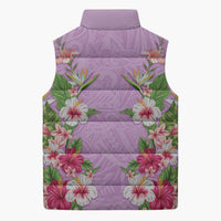 Hawaii Tropical Flowers Sleeveless Puffer Jacket Lavender Polynesian Tattoo Art LT05 - Polynesian Pride